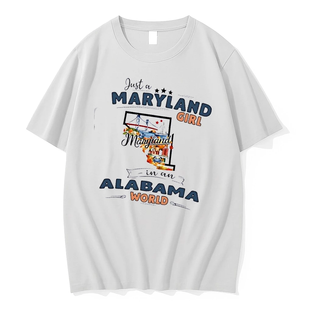 Just A Maryland Girl Girl In A Alabama World Map Shirts