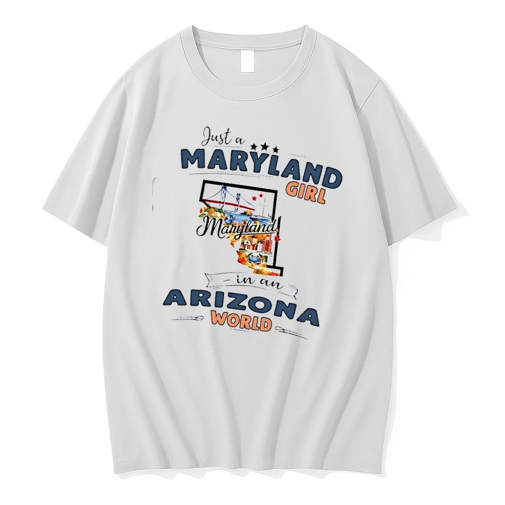 Just A Maryland Girl Girl In A Arizona World Map Shirts