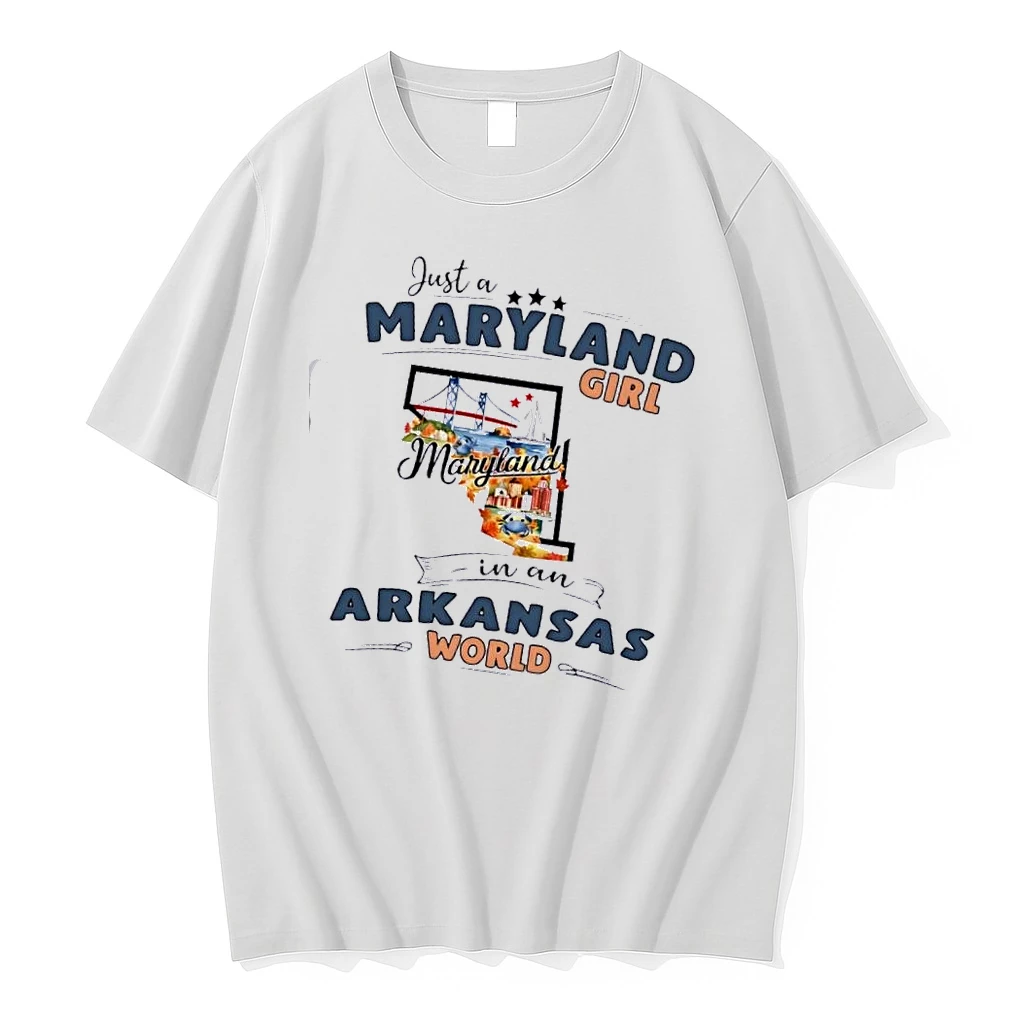 Just A Maryland Girl Girl In A Arkansas World Map Shirts