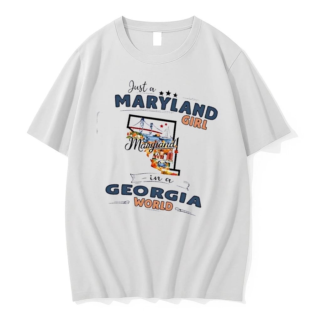 Just A Maryland Girl Girl In A Georgi World Map Shirts