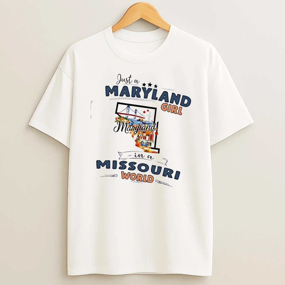 Just A Maryland Girl Girl In A Missouri World Map Shirts