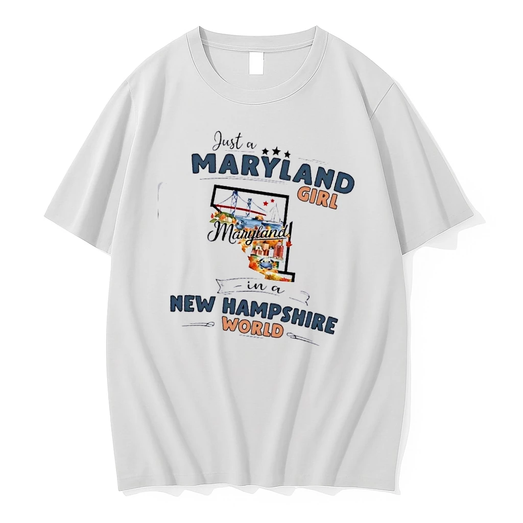 Just A Maryland Girl Girl In A New Hampshire World Map Shirts