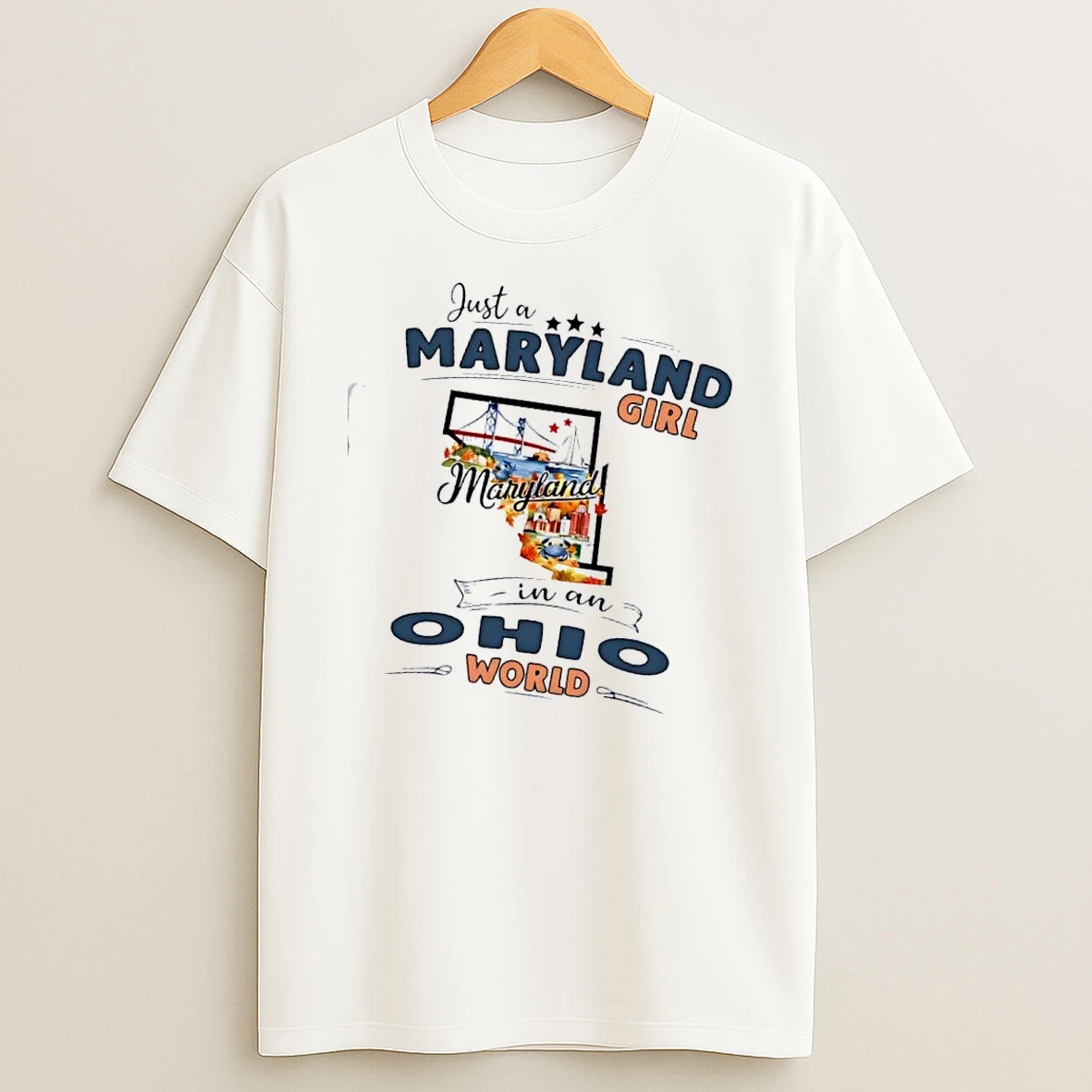 Just A Maryland Girl Girl In A Ohio World Map Shirts