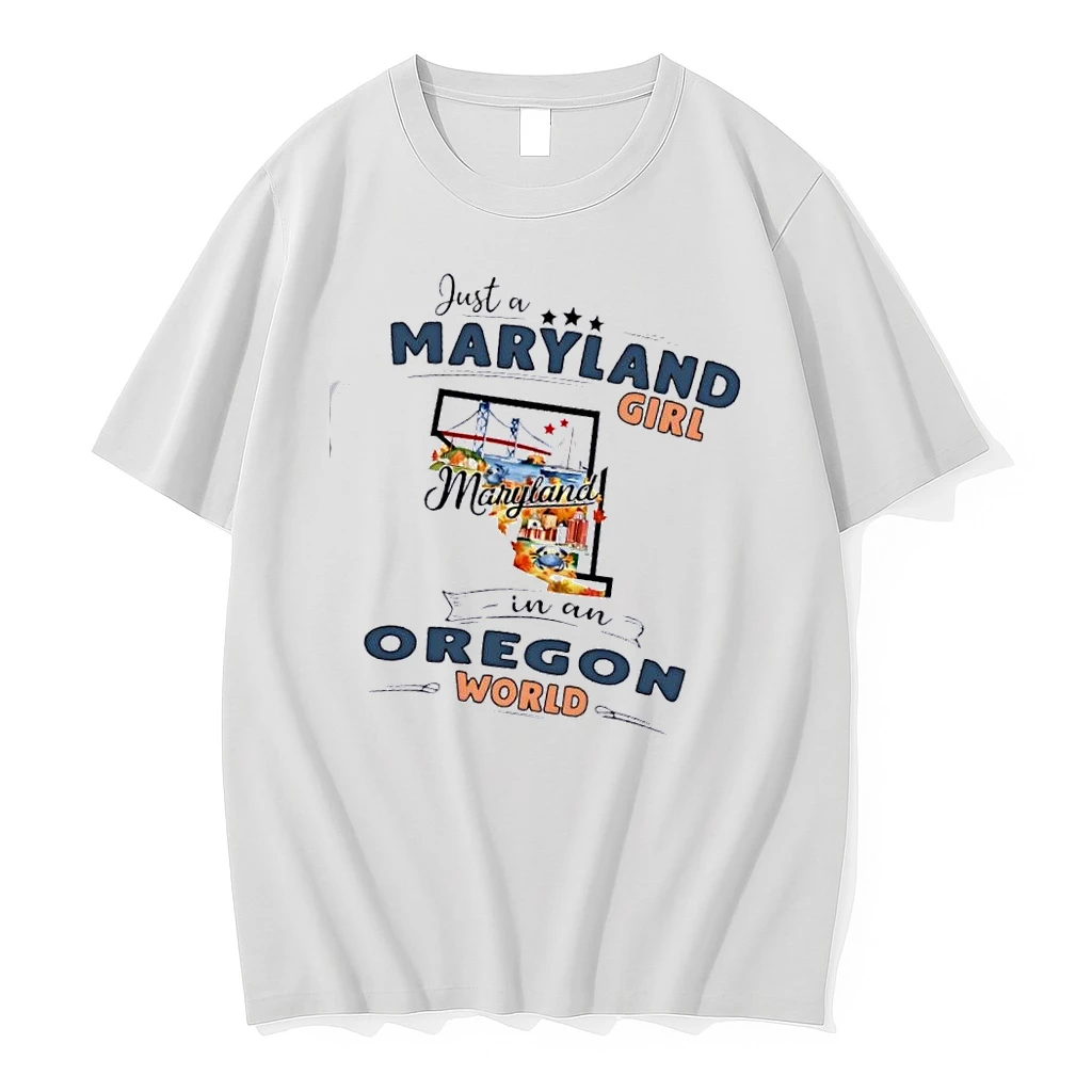 Just A Maryland Girl Girl In A Oregon World Map Shirts