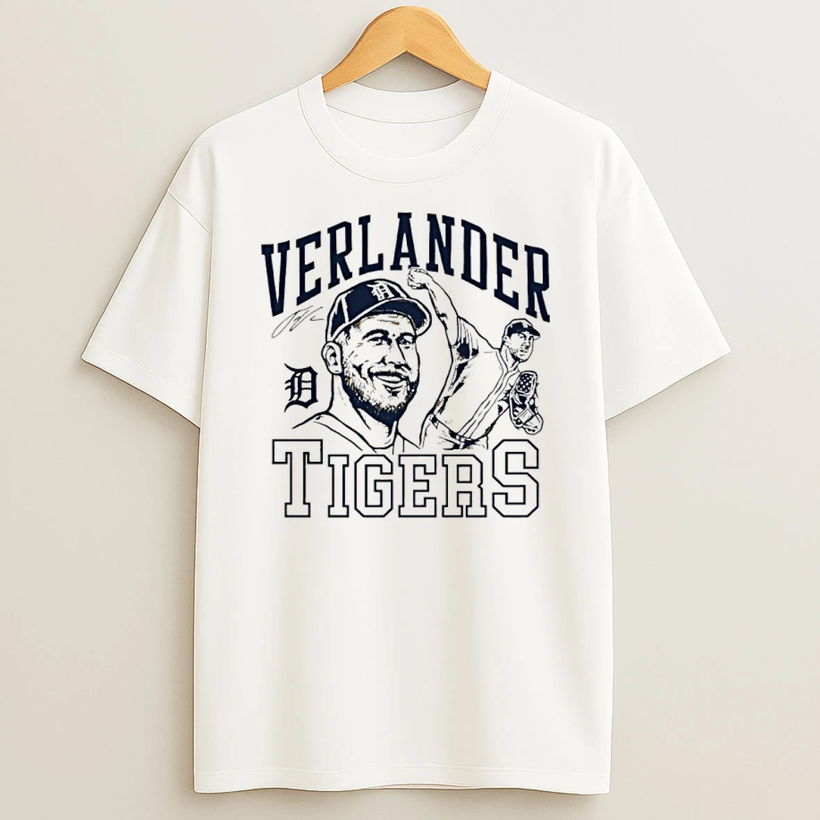 Justin Verlander Detroit Tigers Portrait Signature Shirts