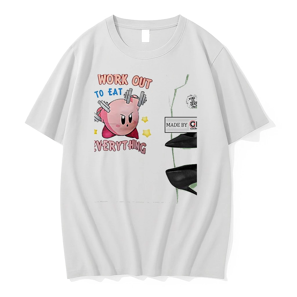 Kirby I Work Out To Eat Everything Video Game Womens Shirts