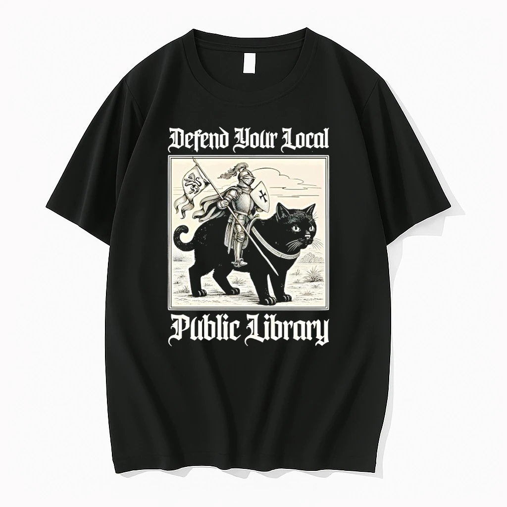 Knight Cat Defend Your Local Public Library Shirts