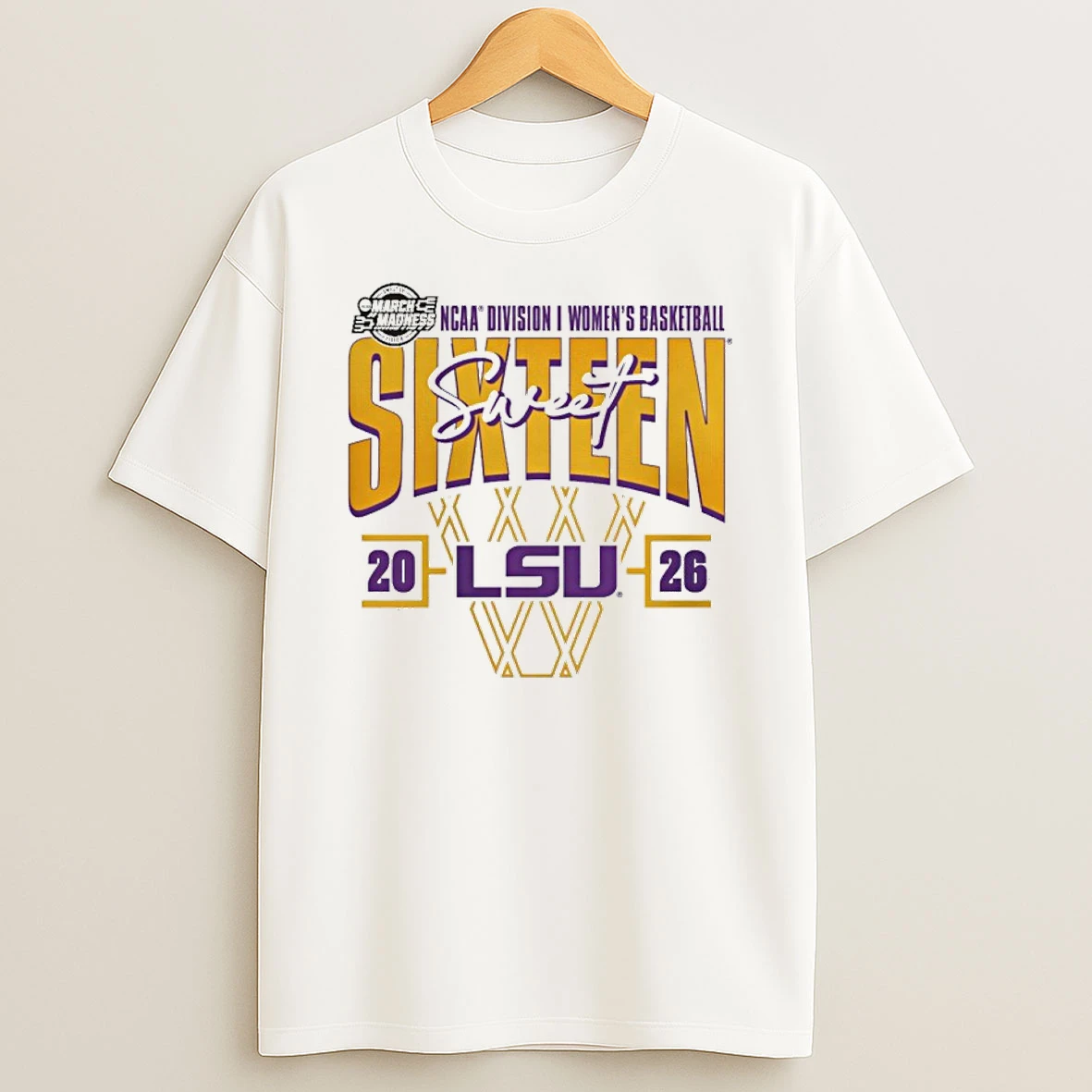 Lsu Tigers 2026 Ncaa Womens Basketball Tournament March Madness Sweet 16 Court Shot Shirts