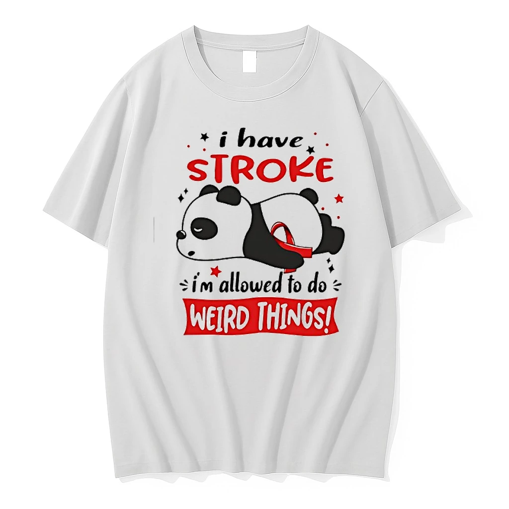 Lazy Panda I Have Stroke Im Allowed To Do Weird Things Red Ribbon Shirts