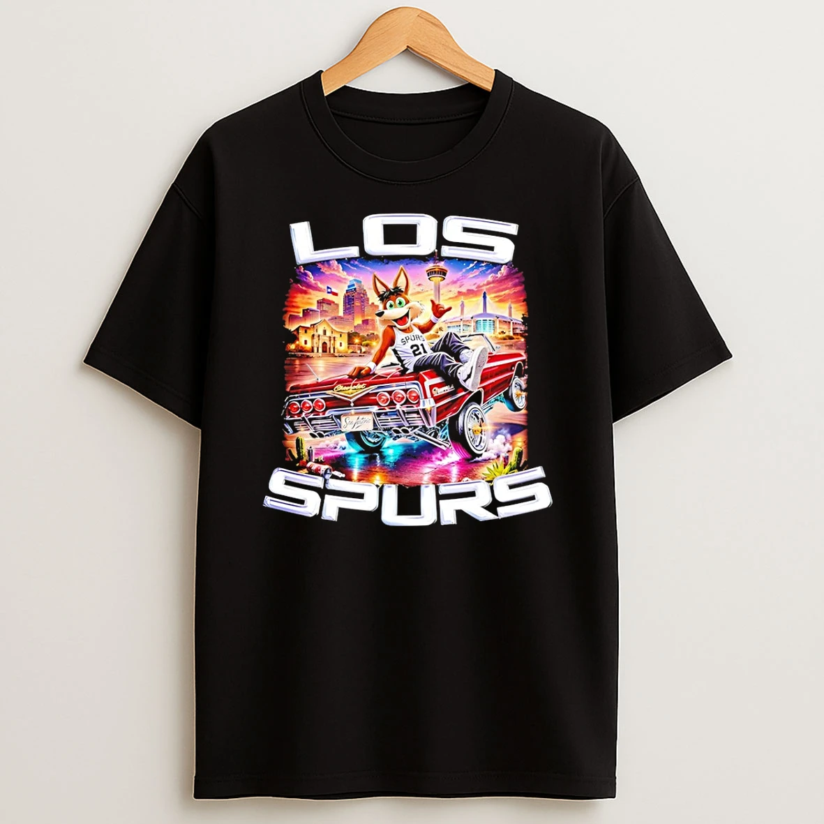 Los Spurs Coyote Lowrider San Antonio Basketball Shirts