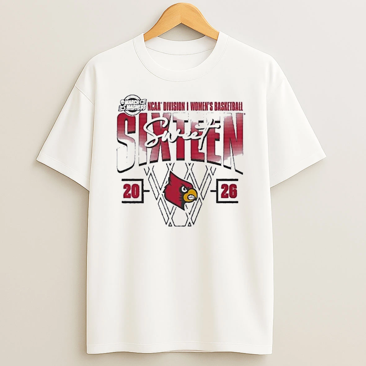Louisville Cardinals Womens Basketball Sweet 16 Court Shot Shirts