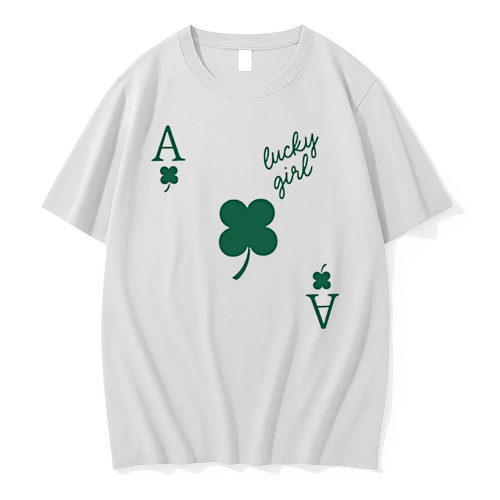 Lucky Girl Clover Ace Four Leaf Clover Shirts