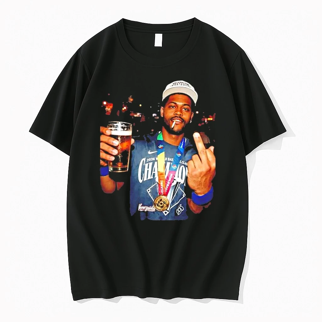 Maikel Garcia Smoking And Drinking Beer Middle Finger Venezuela 2026 Wbc Champions Tee Shirts