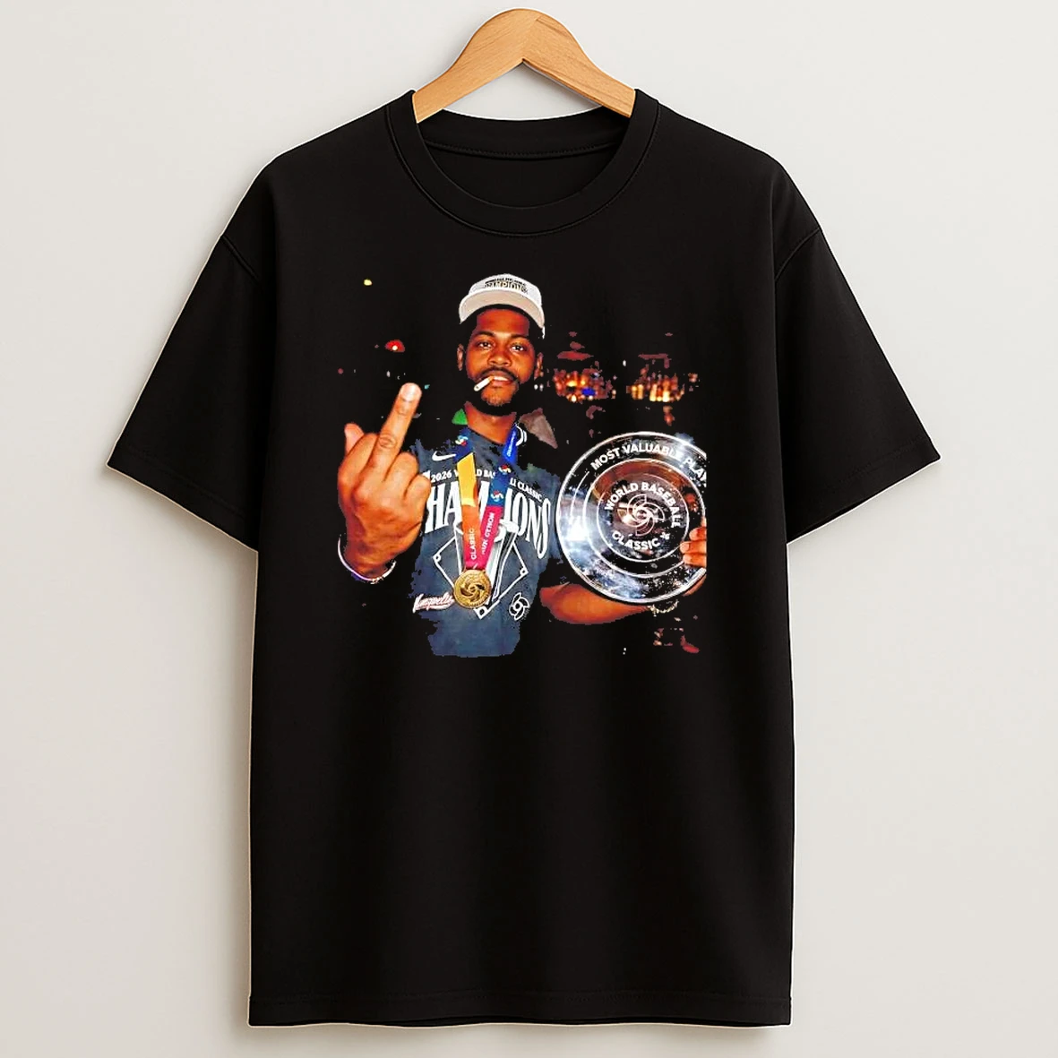 Maikel Garcia Smoking Trophy Middle Finger Venezuela 2026 Wbc Champions Tee Shirts