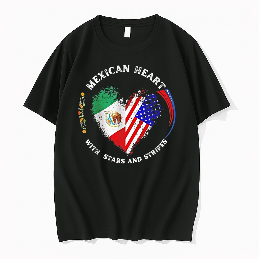 Mexican Heart With Stars And Stripes Shirts