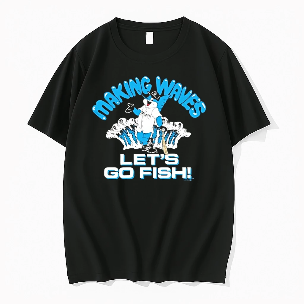 Miami Marlins Billy The Marlin Making Waves Lets Go Fish Mascot Shirts