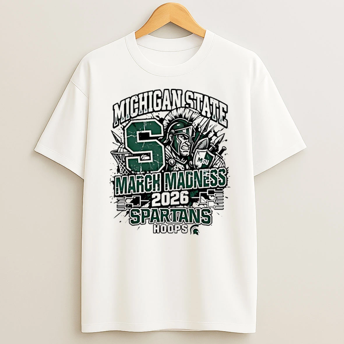 Michigan State Spartans 2026 March Madness Raw Basketball Hoops Paint Shirts