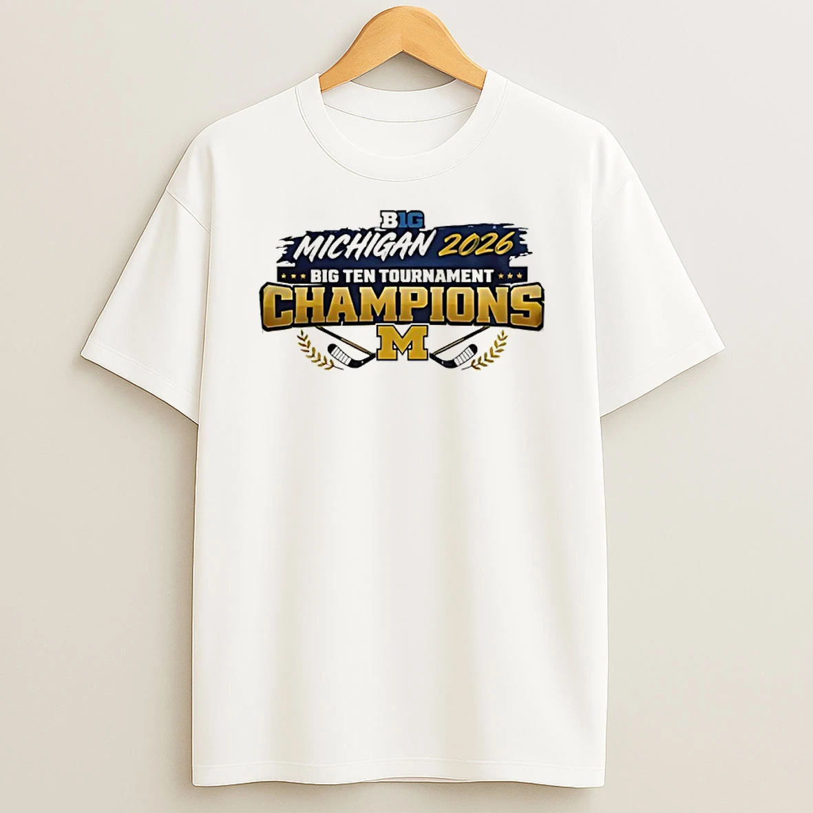 Michigan Wolverines 2026 Big Ten Mens Ice Hockey Tournament Champions Logo Shirts