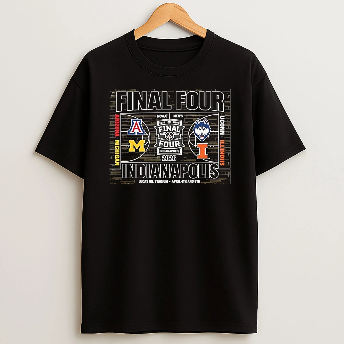 Michigan Wolverines 2026 Mens Basketball Final Four 4 Team Court Shirts
