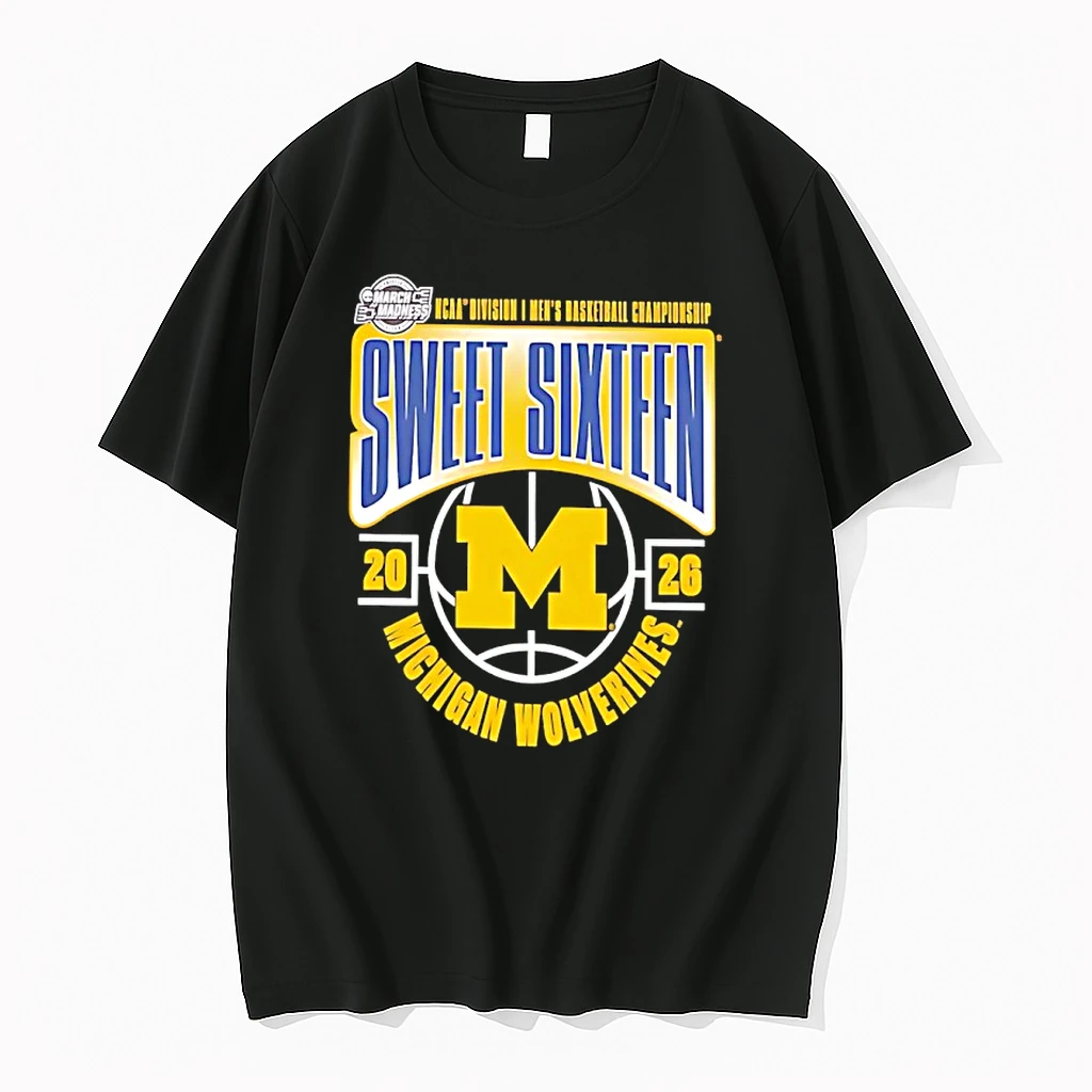 Michigan Wolverines 2026 Ncaa Mens Basketball Tournament March Madness Sweet 16 Logo Shirts