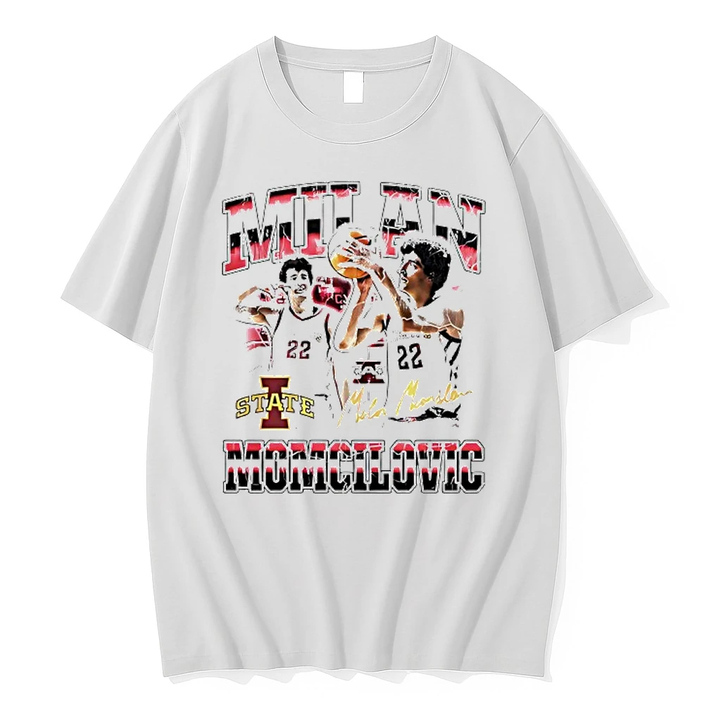 Milan Momcilovic 23 Iowa State Cyclones Basketball Siganture Graphic Shirts