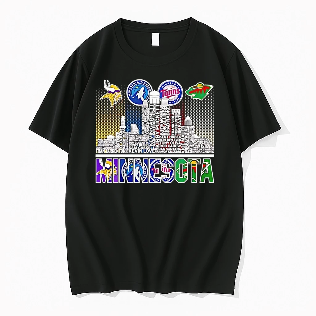 Minnesota Sports Teams Vikings Timberwolves Twins Wild Skyline City Shirts