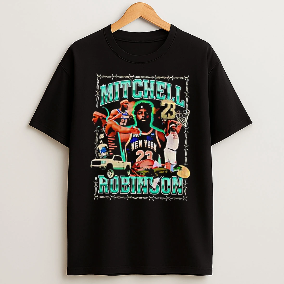 Mitchell Robinson New York Knicks Basketball Star Collage Shirts