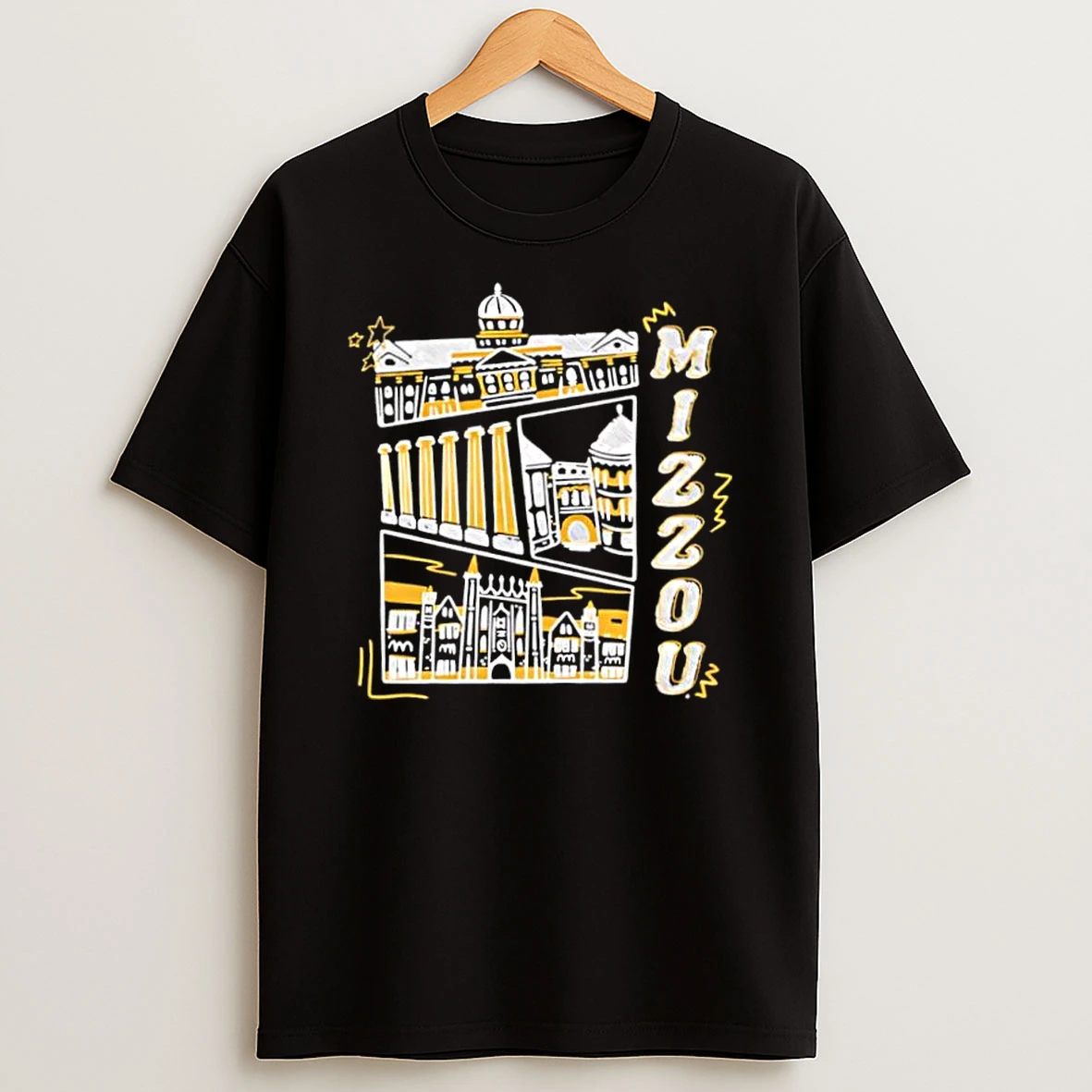 Mizzou University Of Missouri Columns And Campus Buildings Sketch Shirts