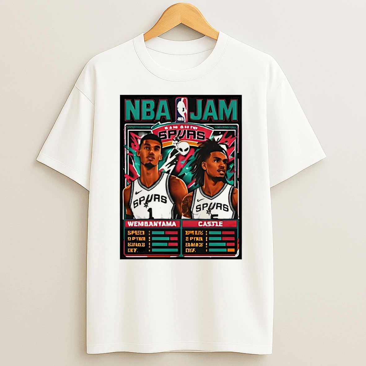 Nba Jam Spurs Retro Roster Wembanyama Castle Arcade Shirts