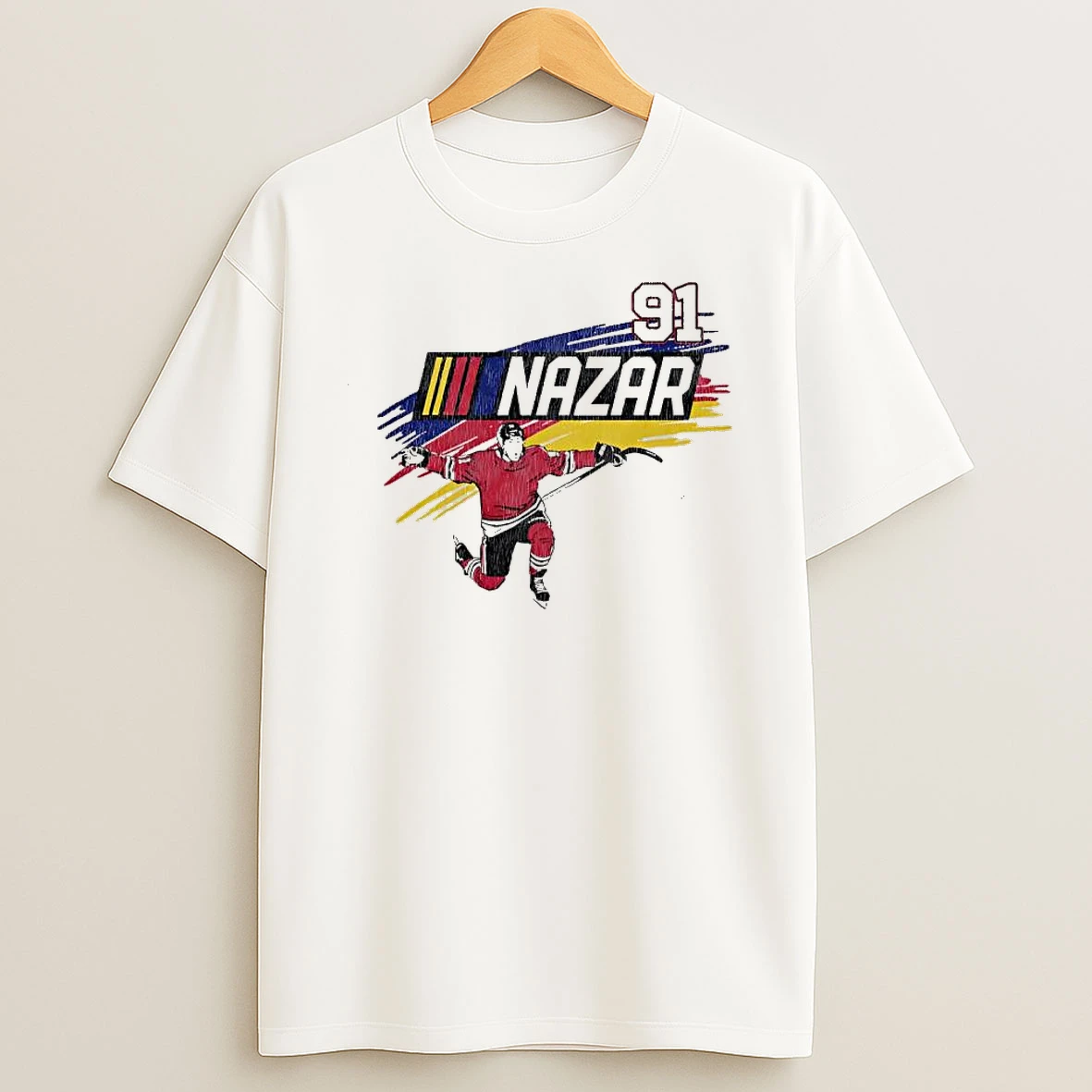 Nazar 91 Chicago Hockey Player Celebration Abstract Shirts