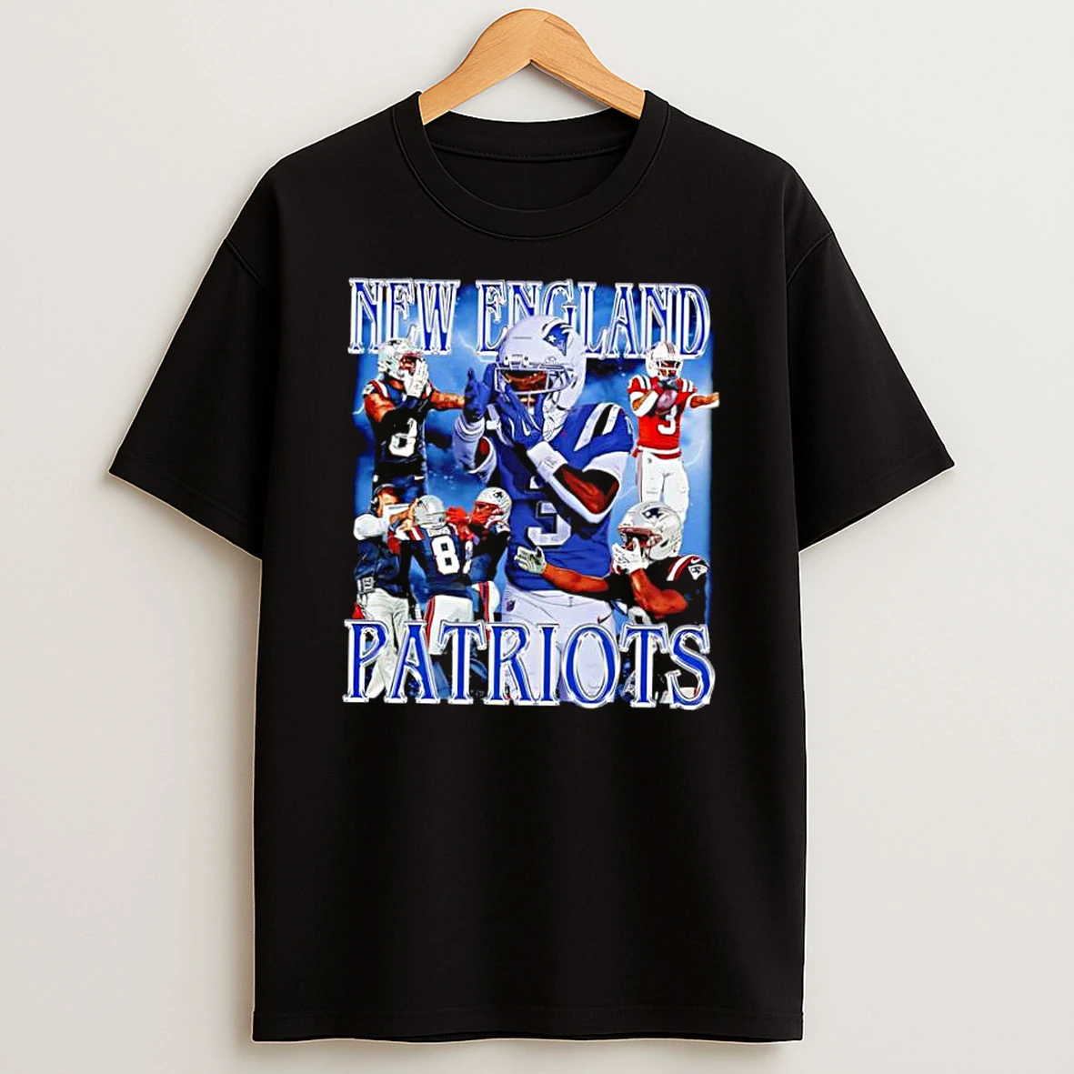 New England Patriots Football Players Team Collage Graphic Shirts