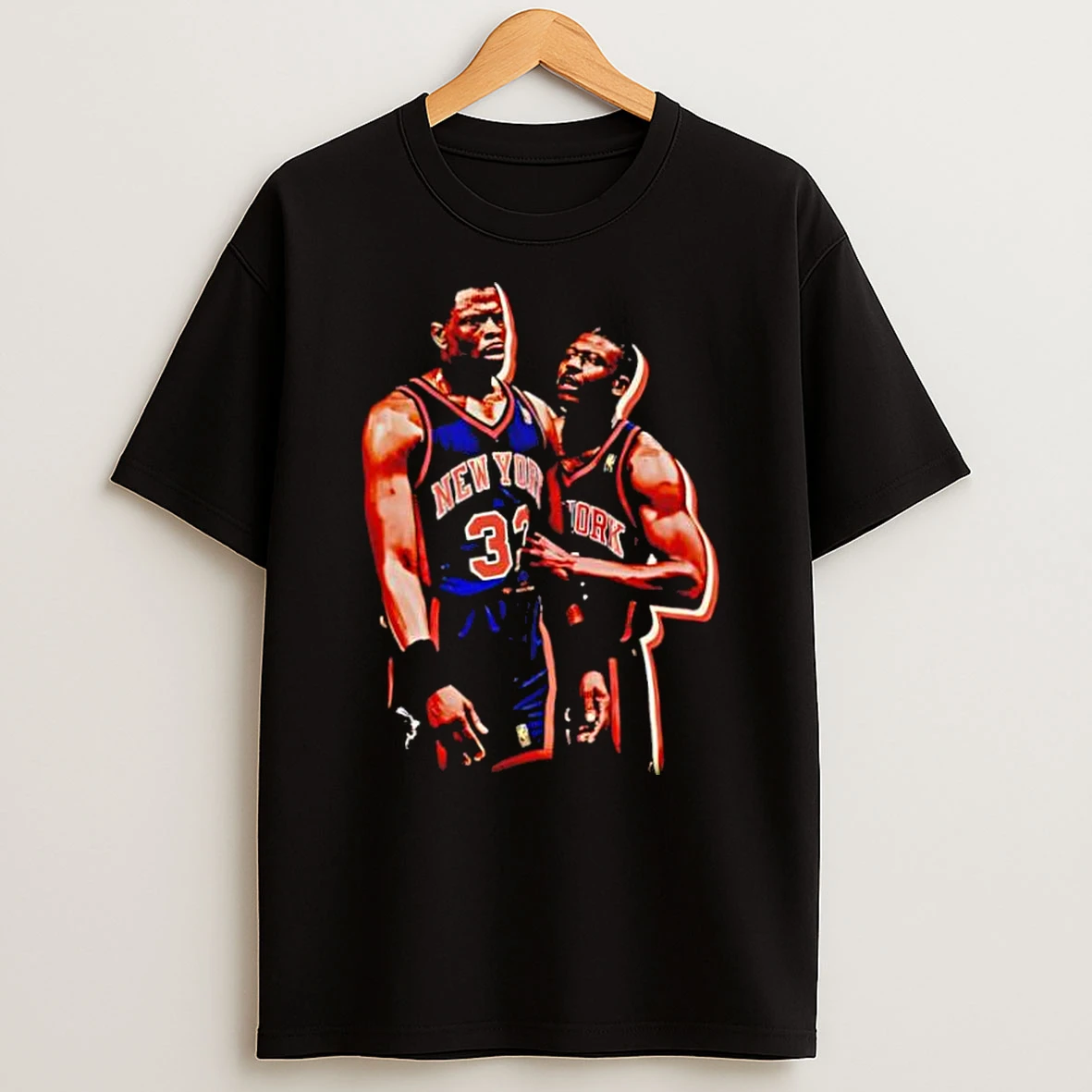New York Knicks Basketball Players Number 33 Retro Graphic Shirts