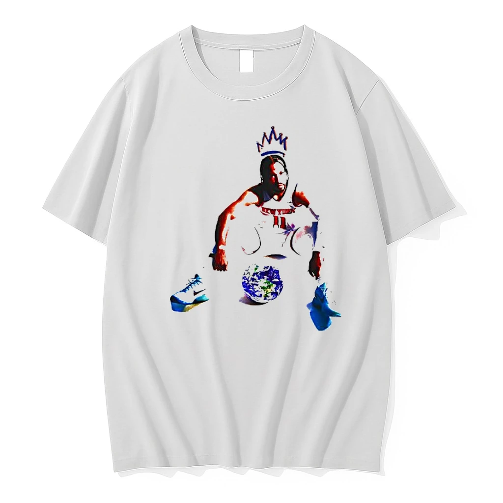 New York Number 11 Basketball Player Crowned Sitting Globe Shirts