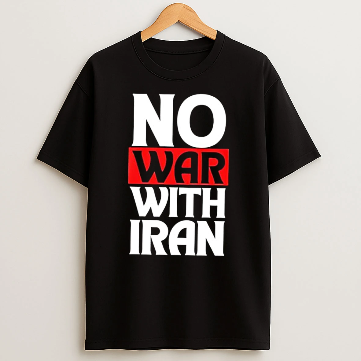 No War With Iran Black And Red Graphic Shirts