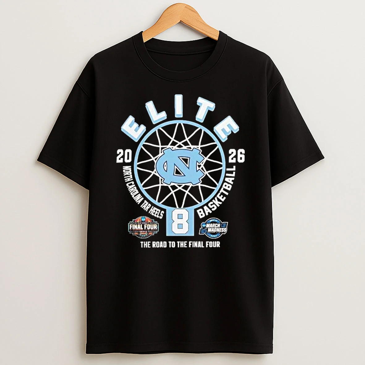 North Carolina Tar Heels 2026 Elite 8 Womens Basketball Road To The Final Four Tee Shirts