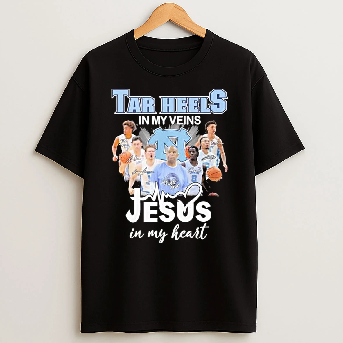 North Carolina Tar Heels Basketball In My Veins Jesus In My Heart Shirts