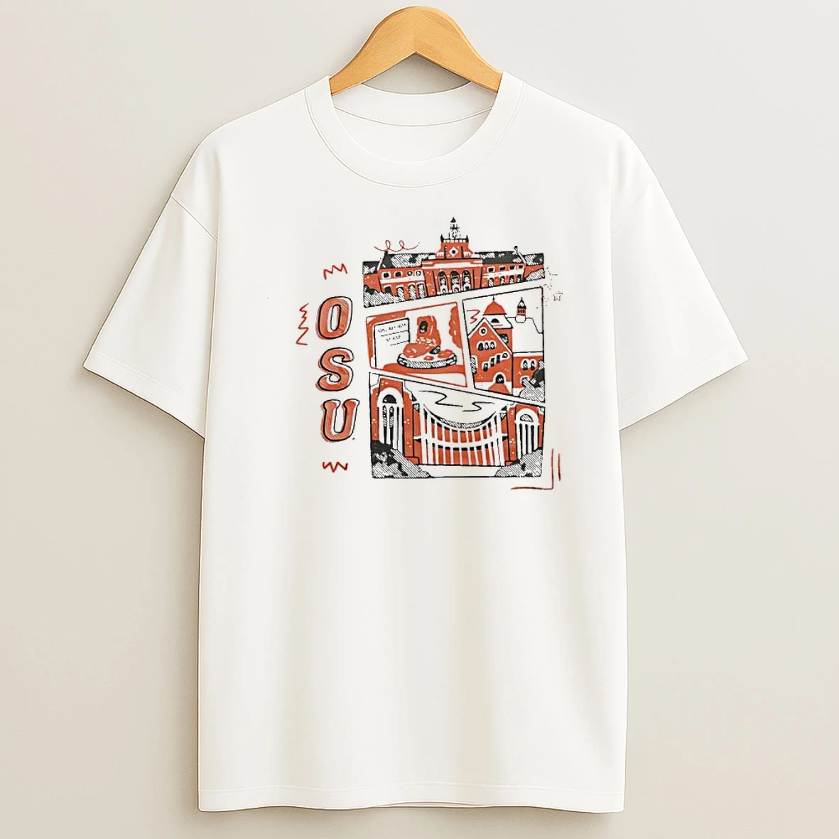 Osu Oklahoma State University Edmon Low Library And Campus Buildings Sketch Shirts