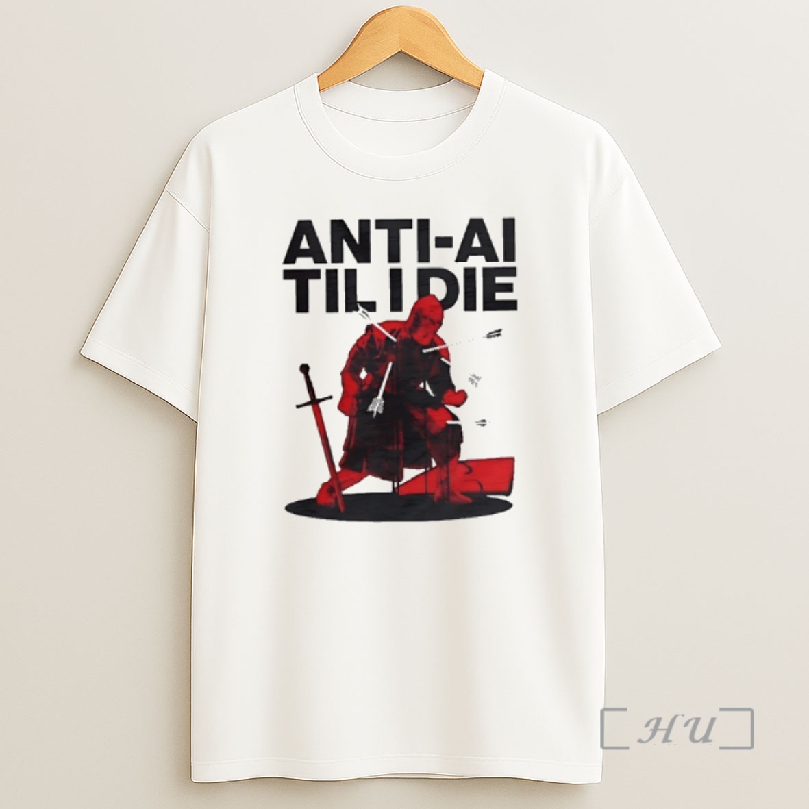 Officials Anti Ai Til I Die Medieval Warrior Kneeling With Sword And Arrows Shirt Sweatshirt Tee