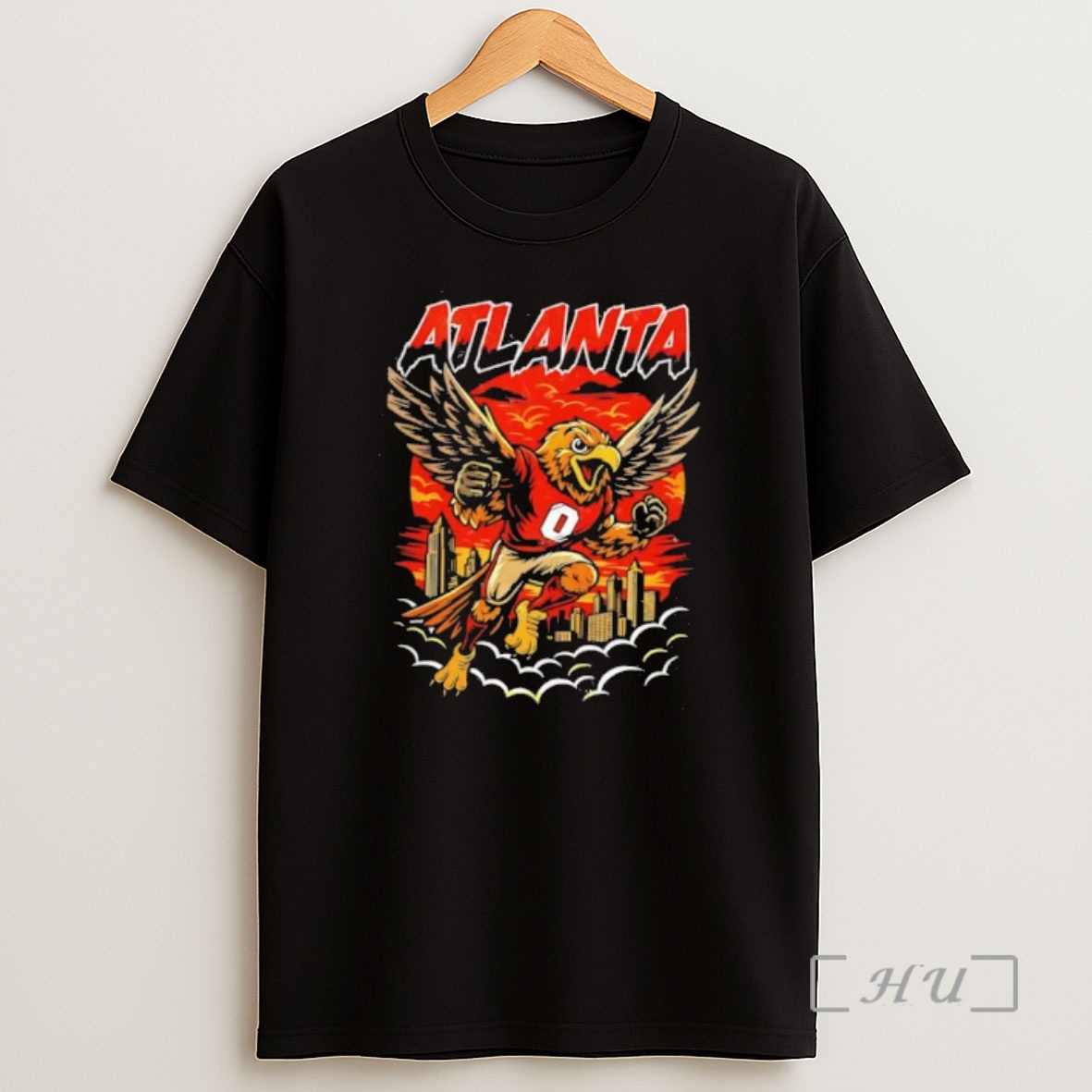 Officials Atlanta Hawks Bird Mascot Running With City Skyline Shirt Sweatshirt Tee