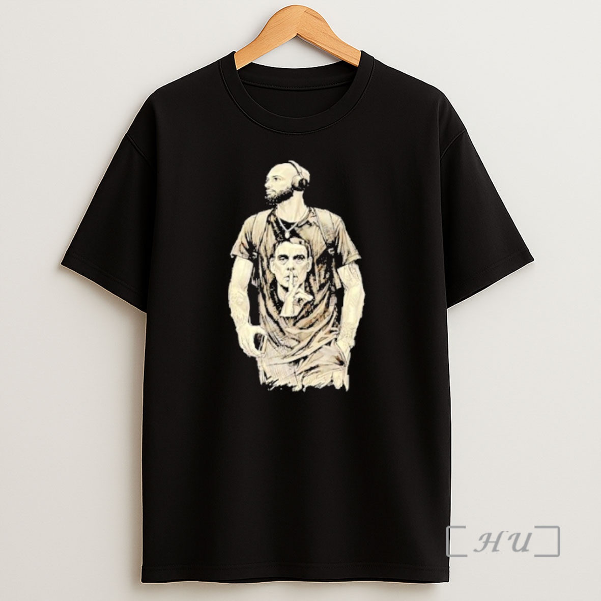 Officials Bearded Man Wearing Headphones And Quiet Portrait Graphic Shirt Sweatshirt Tee