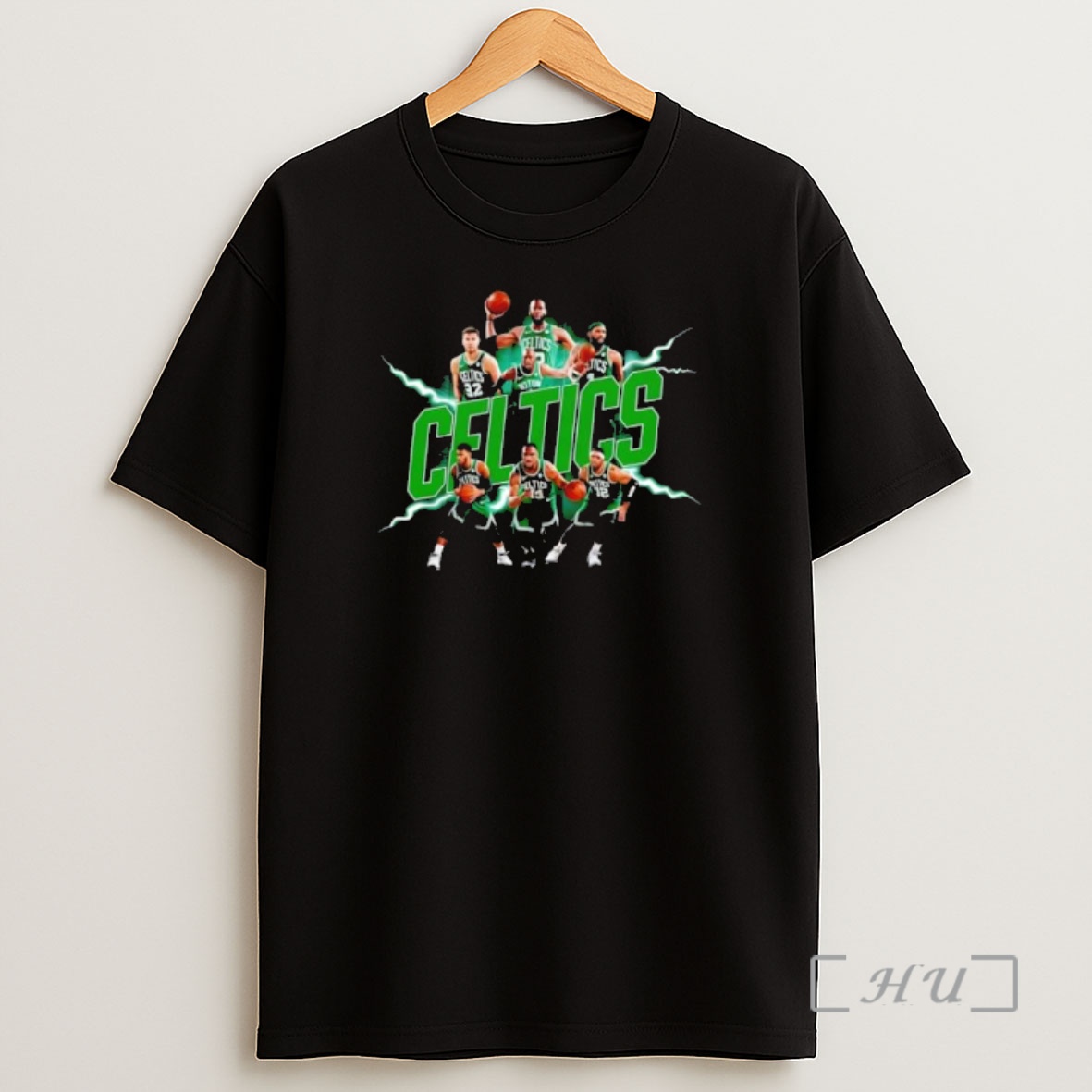 Officials Boston Celtics Basketball Players Team Green Lightning Graphic Shirt Sweatshirt Tee