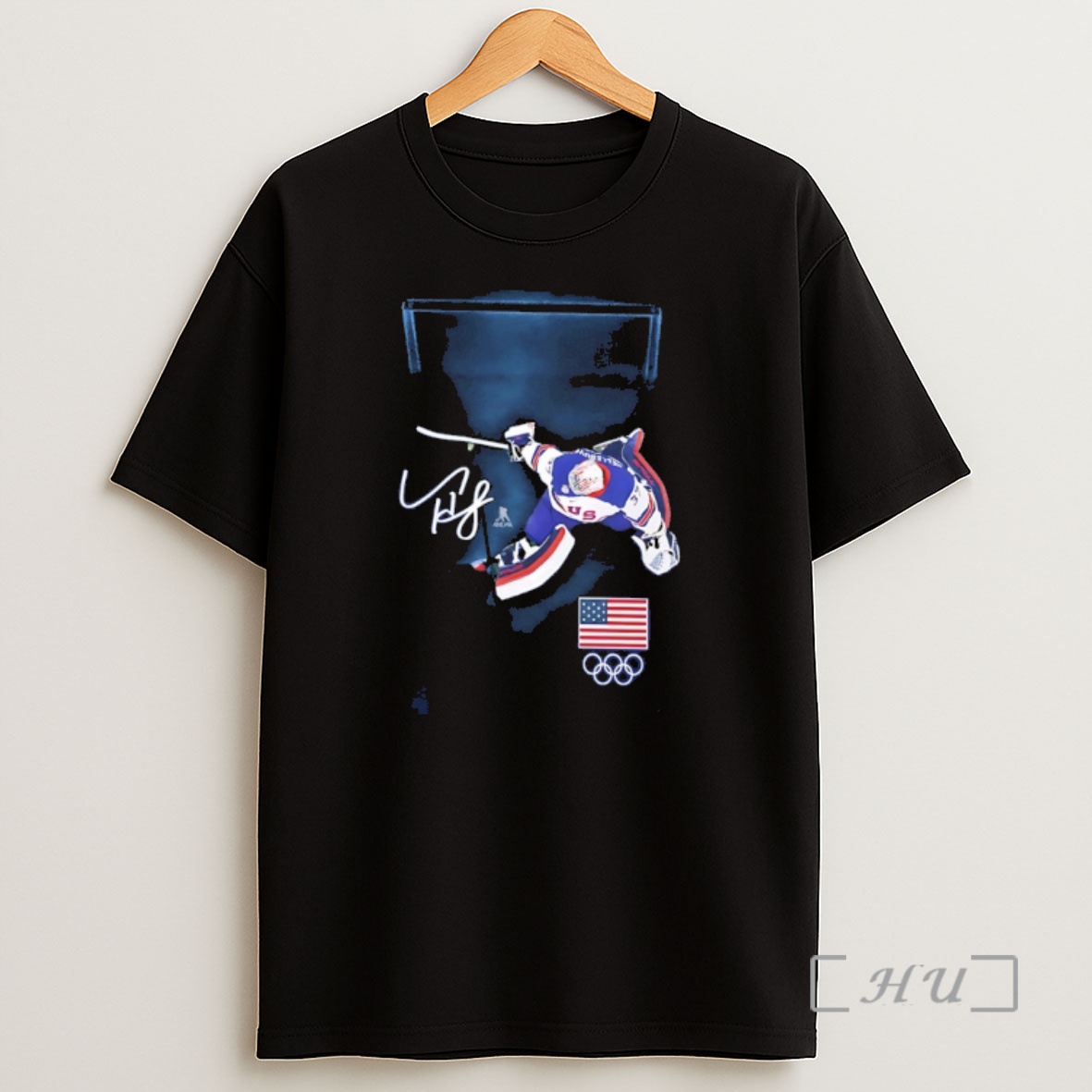 Officials Connor Hellebuyck Usa Hockey Gold Medal Save Autographed Shirt Sweatshirt Tee