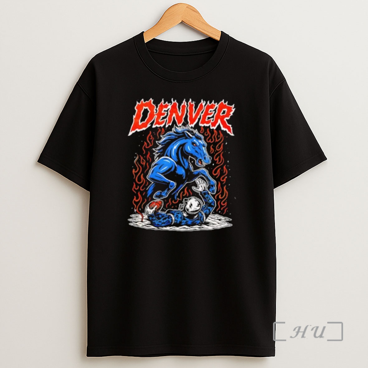 Officials Denver Broncos Blue Horse Fire Football Player Grounded Graphic Shirt Sweatshirt Tee