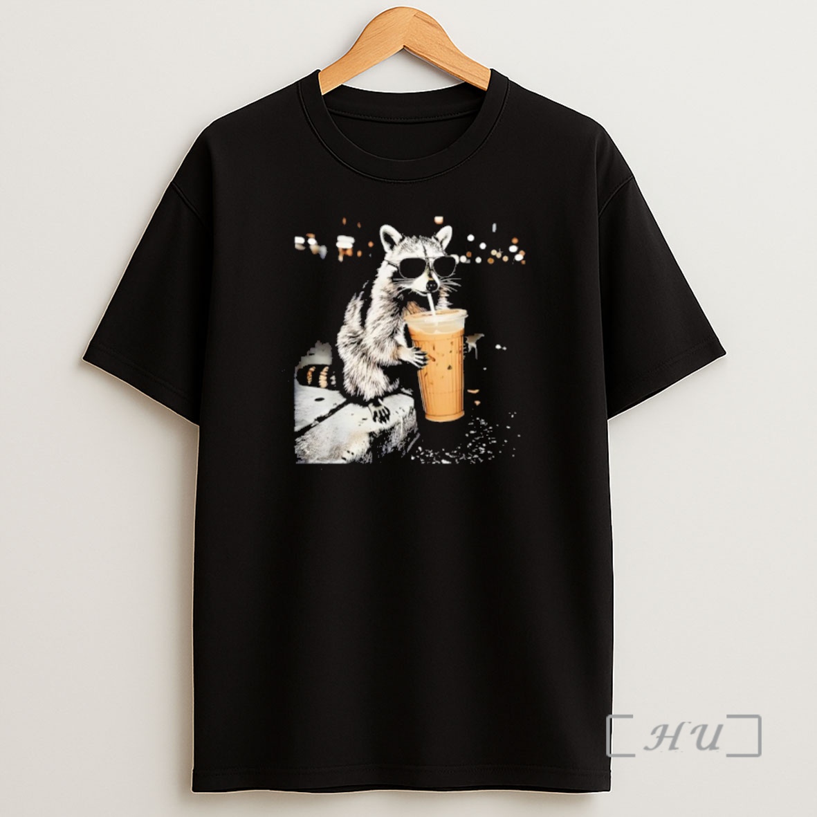 Officials Funny Animal Meme Photo Raccoon Drinking Iced Coffee Shirt Sweatshirt Tee
