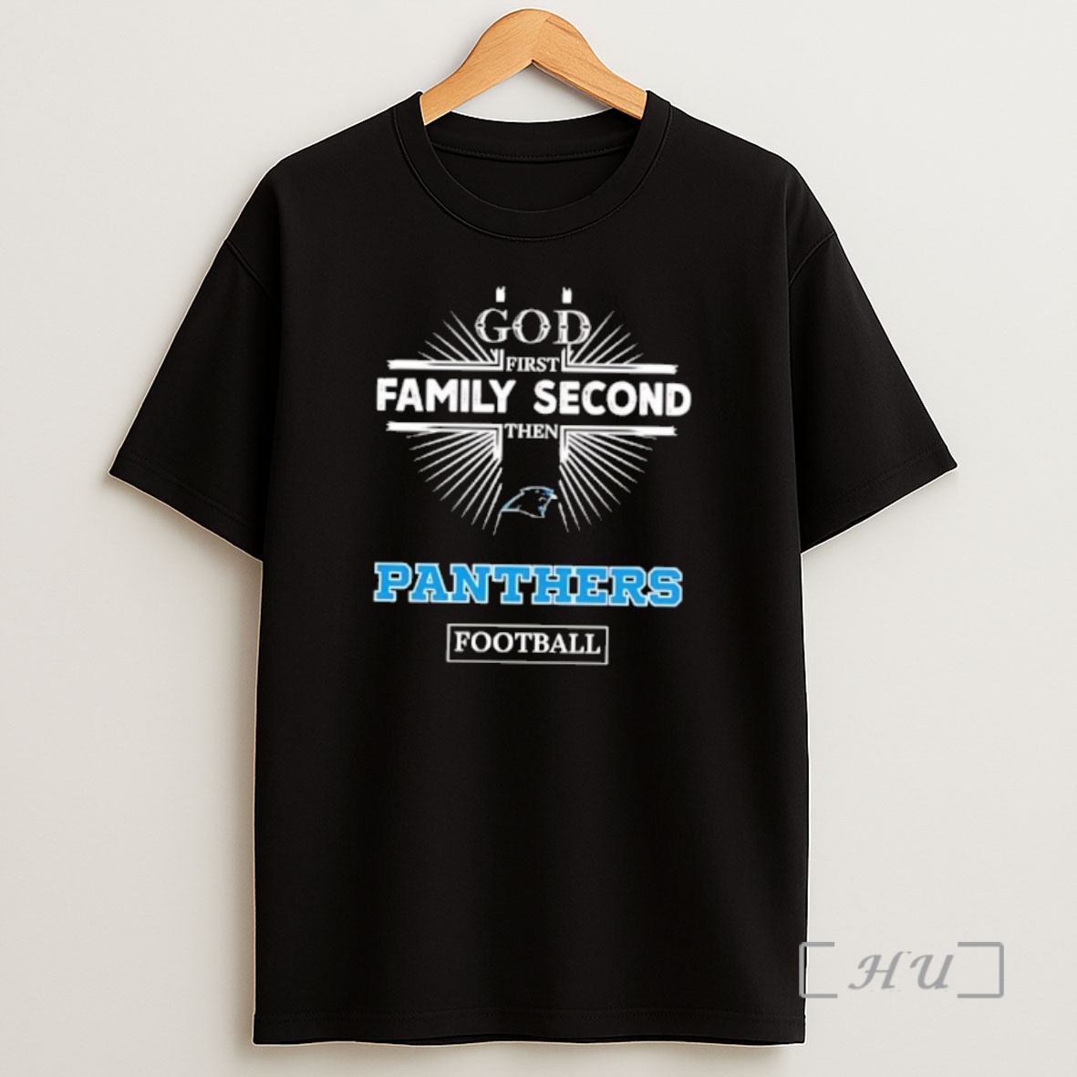 Officials God First Family Second Then Panthers Football Sports Graphic Shirt Sweatshirt Tee