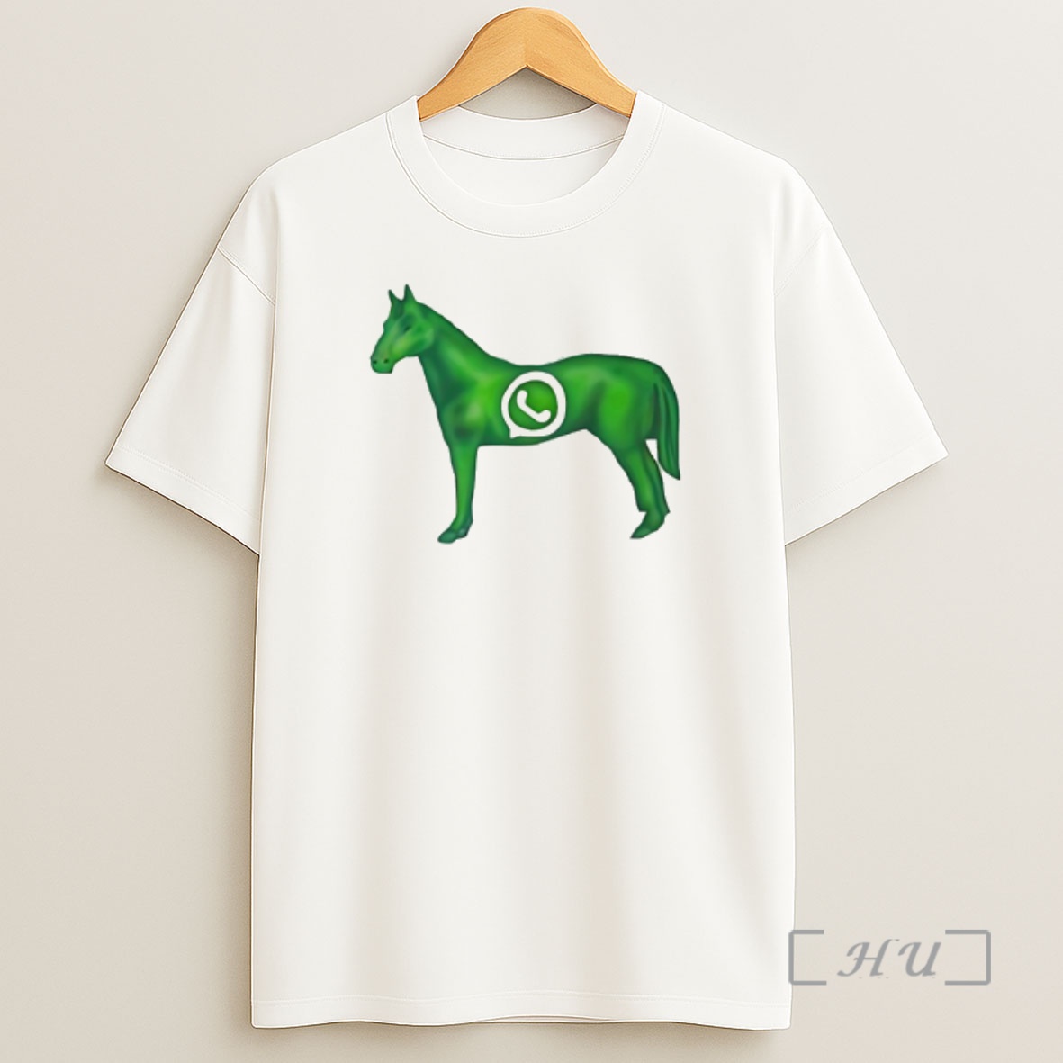 Officials Green Horse Calling Shape Whatsapp Logo Shirt Sweatshirt Tee