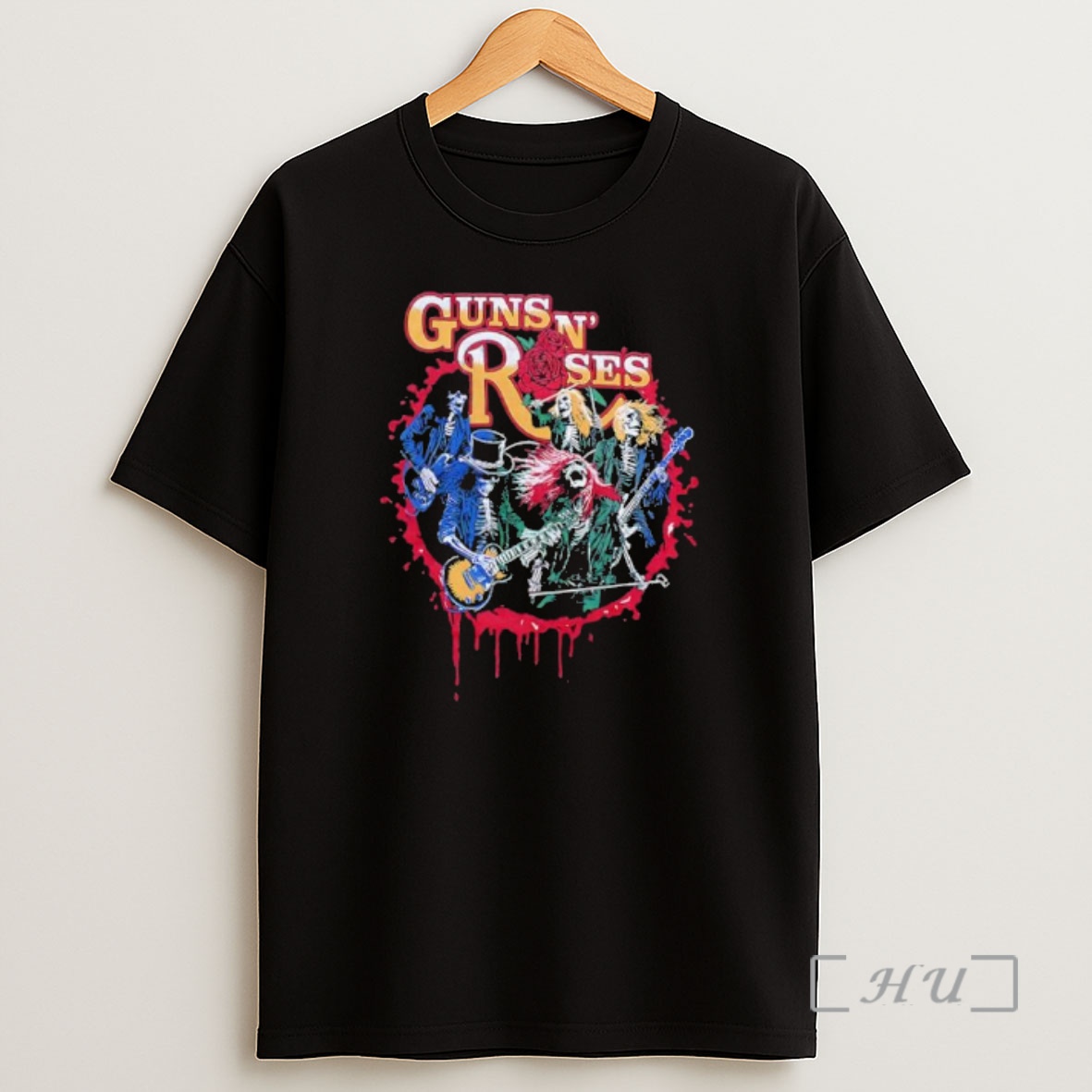 Officials Guns N Roses Rock Band Skeleton Graphic Music Fan Shirt Sweatshirt Tee