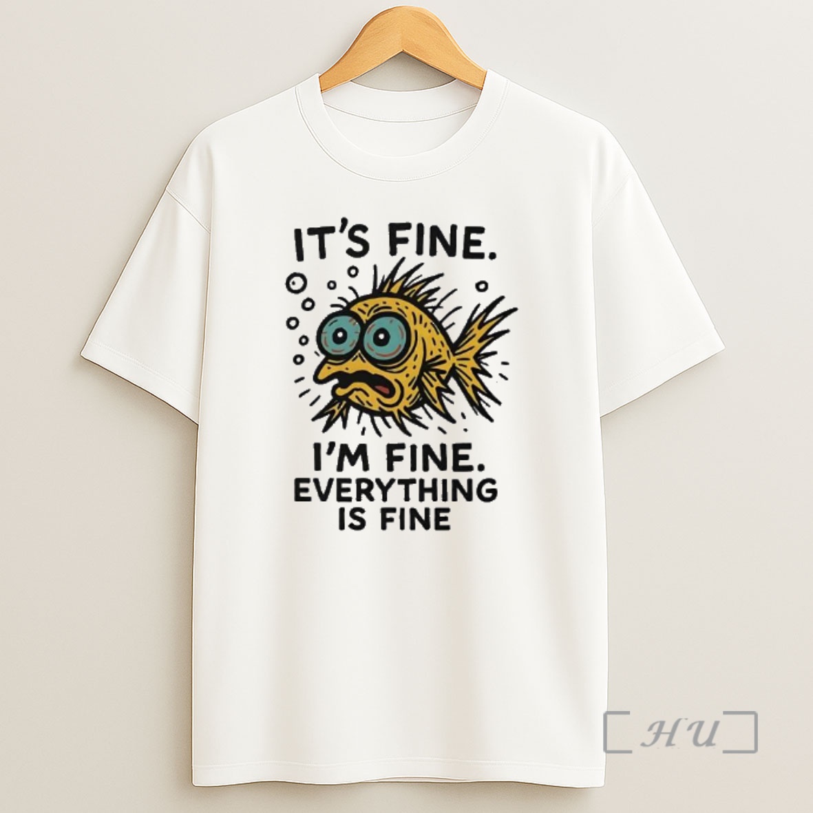 Officials Its Fine Im Fine Everything Is Fine Yellow Nervous Fish Shirt Sweatshirt Tee