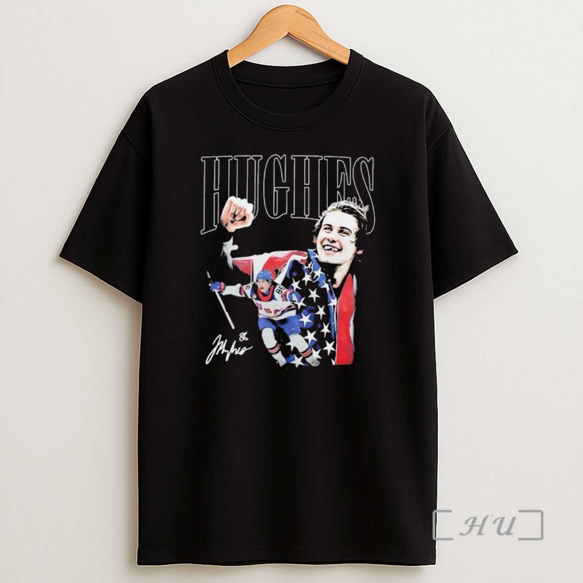 Officials Jack Hughes Usa Hockey American Flag Signature Vintage Shirt Sweatshirt Tee