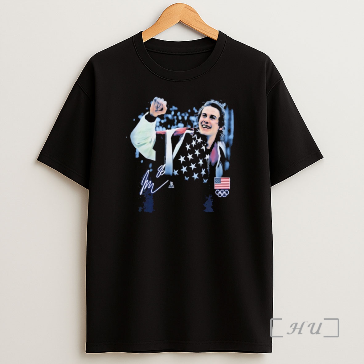 Officials Jack Hughes Usa Hockey Gold Medal Flag Autographed Shirt Sweatshirt Tee